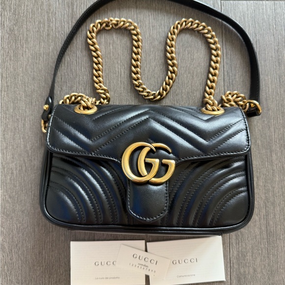 Black Leather Bag with Gold Accents - Picture 3 of 5